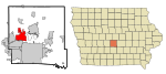 Polk County Iowa Incorporated and Unincorporated areas Johnston Highlighted